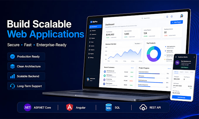 develop custom web app using asp net core and angular