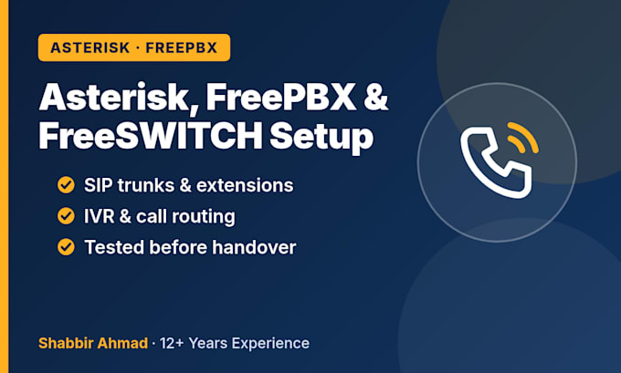 install and configure asterisk, freepbx or freeswitch pbx