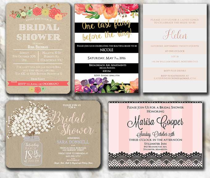 Design a beautiful bridal shower invitation by Mabesays Fiverr