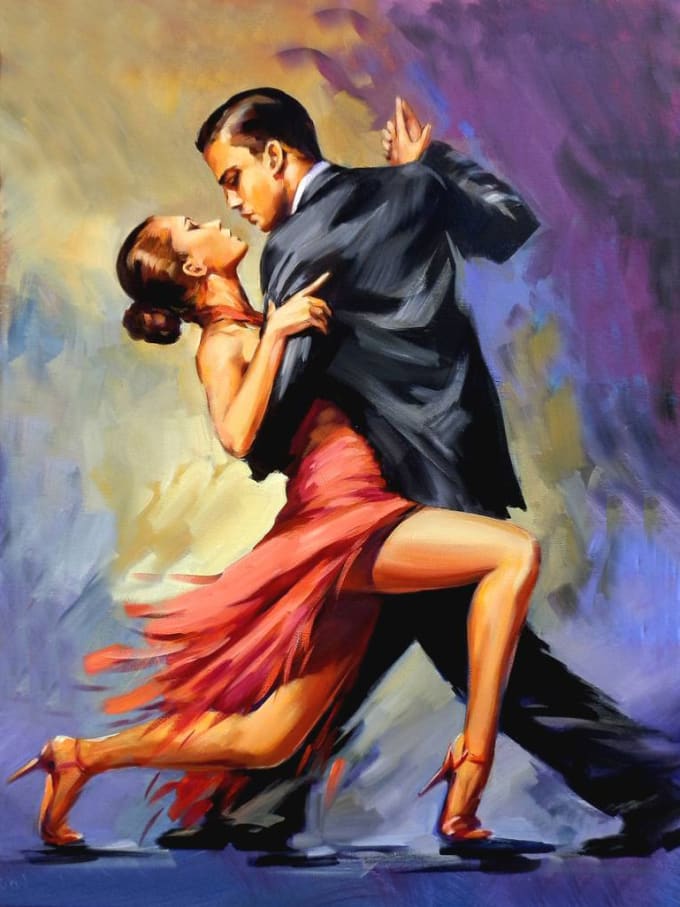 Design Oil Painting Illustration For Romantic Couple By Dipaneita