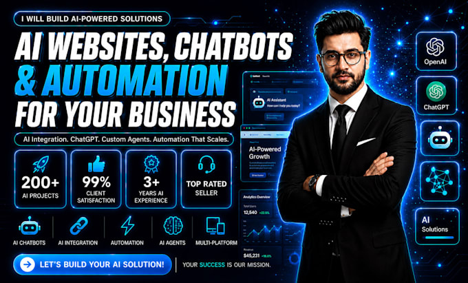 develop ai website, ai chatbot, ai integration and ai automation
