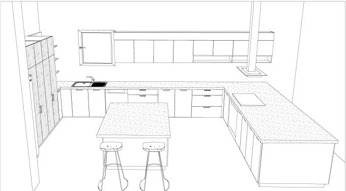 Sketch kitchen with a window. - Stock Illustration [32155396] - PIXTA