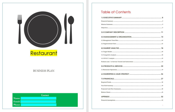 Send Restaurant Business Plan Template With Example Writing And Sample Financial By Jssnetbay
