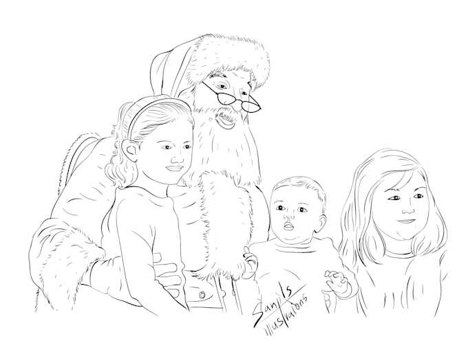 draw black and white vector line art illustration or portrait