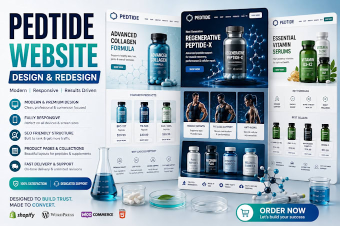 build fda compliant peptide woocommerce shopify or custom website