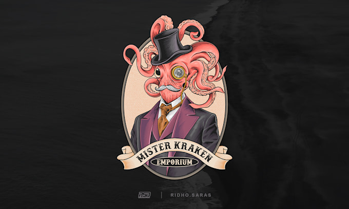do custom vintage hand drawn logo illustration design
