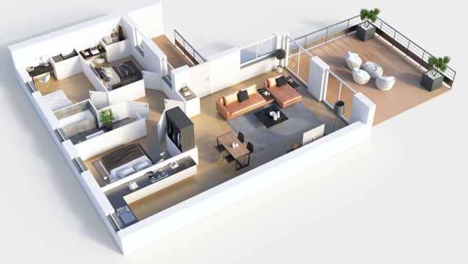 Create 3d Floor Plan Exterior And Interior Model Sketchup By Son Vn