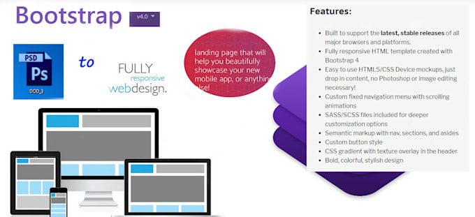Create any responsive template using bootstrap 4 by Abhikatoch | Fiverr