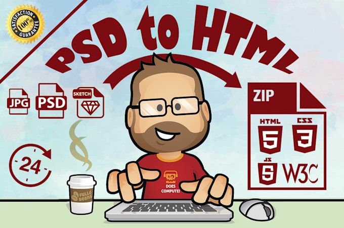 convert psd to html, figma to html, xd to html
