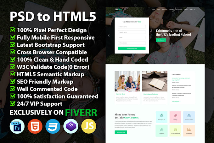 professionally convert PSD to html responsive