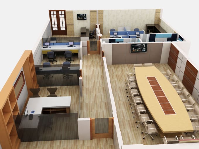 Design 3d floor plan for office interior design by