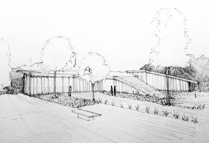 I will do hand drawings and sketches in an architectural way