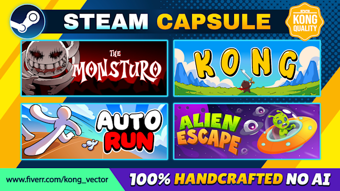 custom hand drawn steam capsule art for your indie game