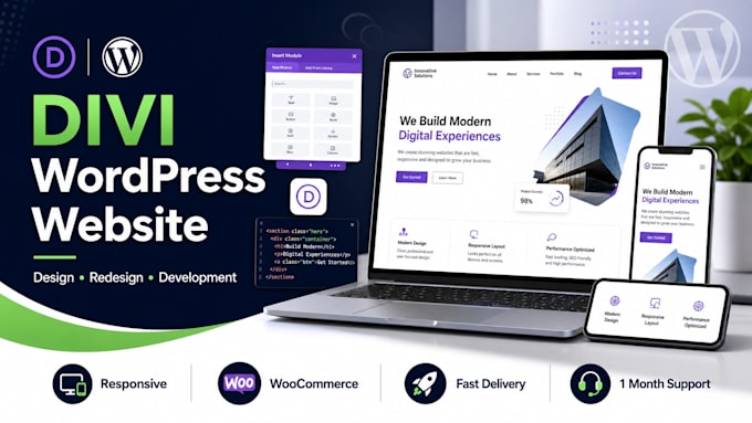 build modern, elegant wordpress website with divi theme
