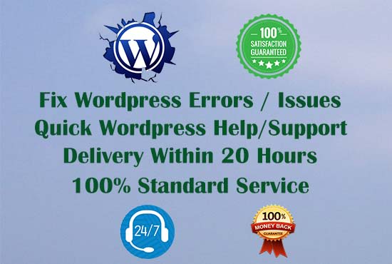 fixes wordpress errors, issues, bugs, problems within 20 hrs
