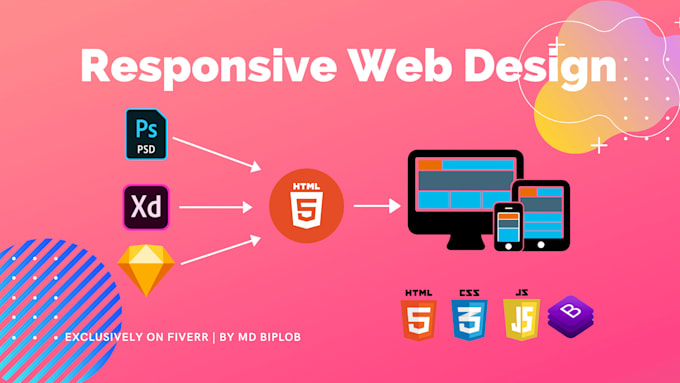 convert psd to html, xd to html, sketch to html in 24 hrs