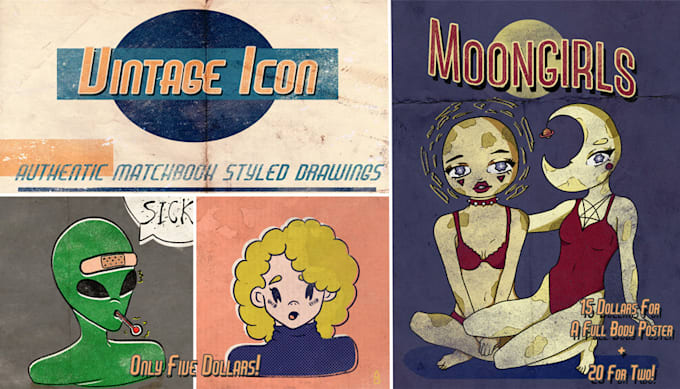draw a vintage matchbook design for you