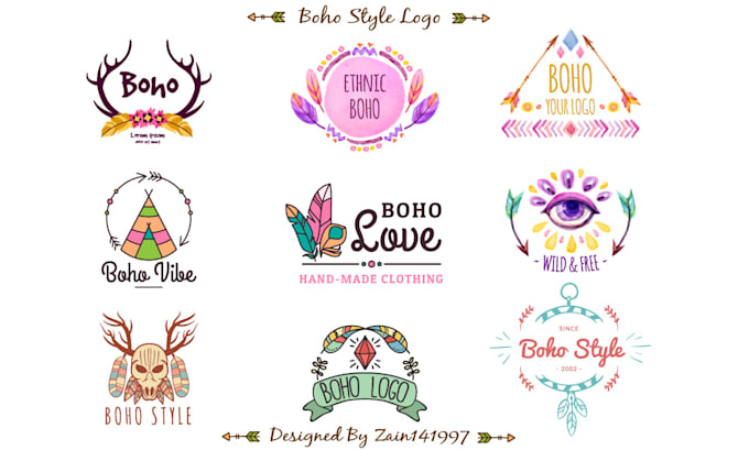 design modern elegant, bohemian, feminine and hand drawn boho logo design