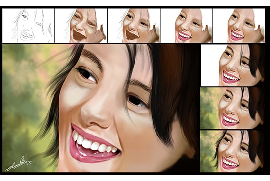 Do Digital Painting And Draw Line Art Of Your Sketch By