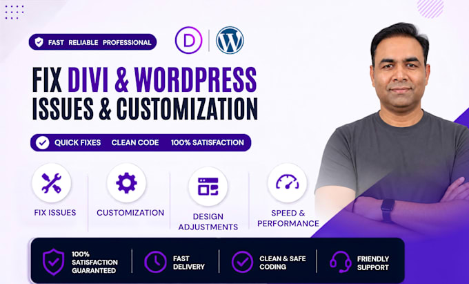 fix wordpress and divi theme, elementor issue, bug, or website error