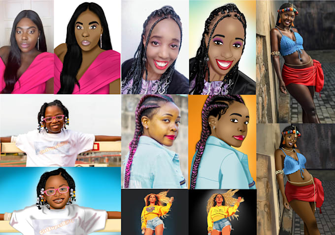 create a cartoon illustration of your face in my art style