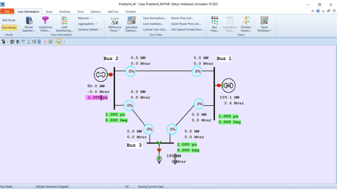 modelling analysis using power world simulator