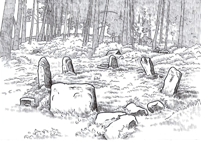 create high quality ink drawing on the paper with a detailed and artistic touch