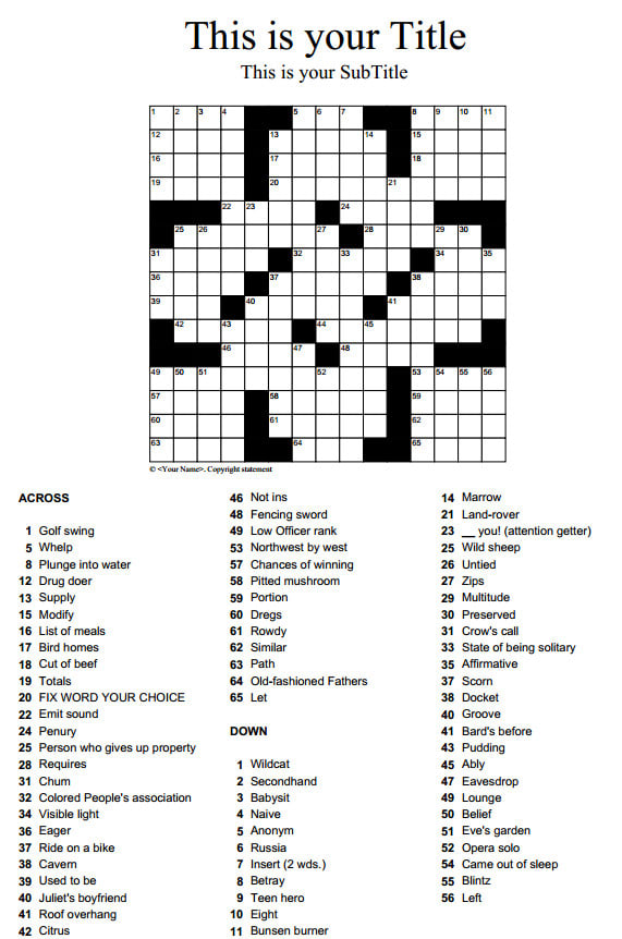 Do never been published crossword puzzles by Nolijing Fiverr