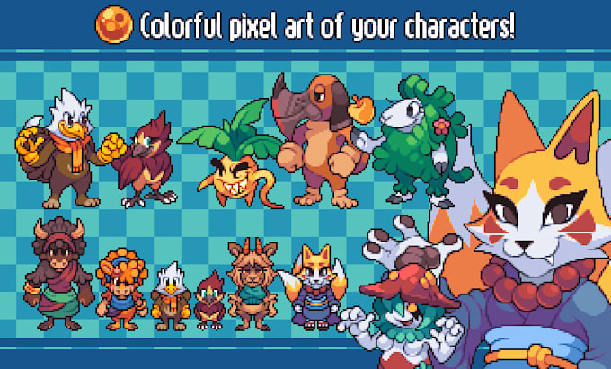 draw pixel art of your characters