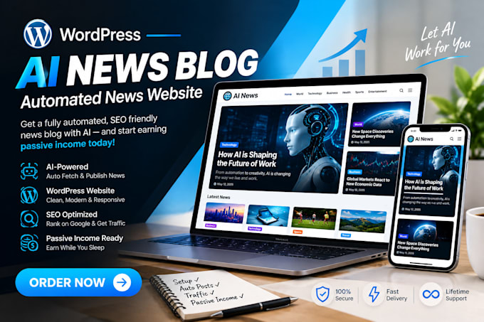 develop wordpress ai auto news blog for passive income