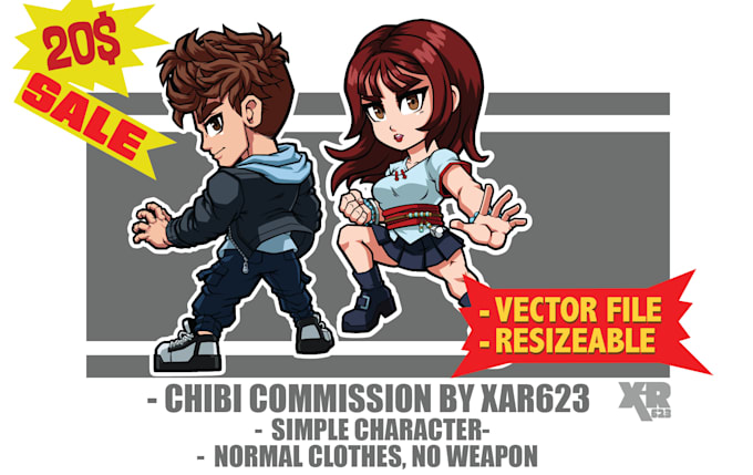 draw cute cool custom chibi for vtuber, dnd or pfp