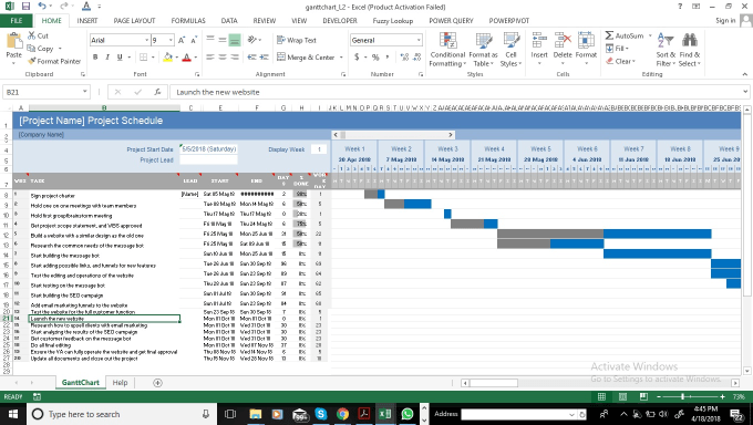 Create gantt charts for your project by Excelguru123 | Fiverr