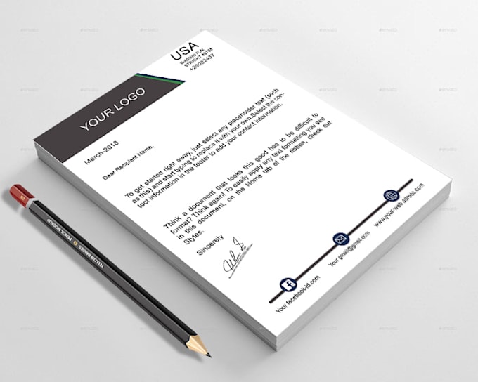 do editable custom business letterhead with  word format