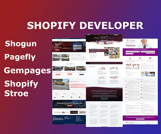 build or customize  shopify theme using shogun ,pagefly,gempages