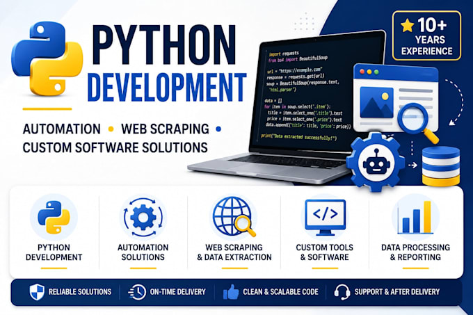 develop python software, automation and web scraping solutions