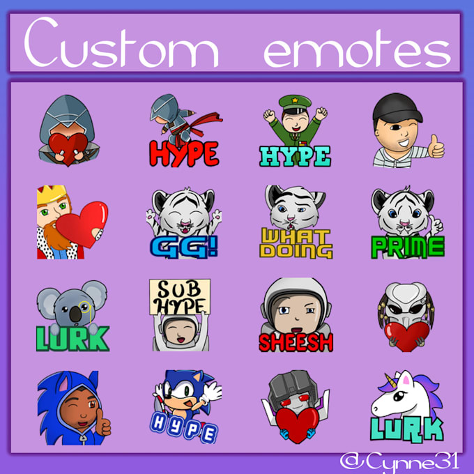 Make emotes,sub badges and logo for twitch by Cynne31 Fiverr