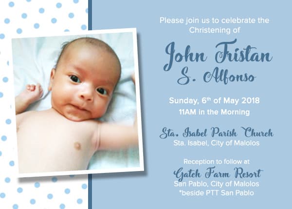 Christening shop invitation layout