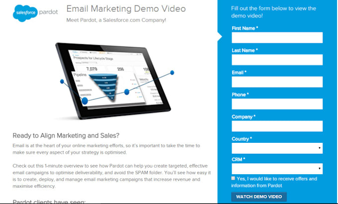 create a landing page template in pardot