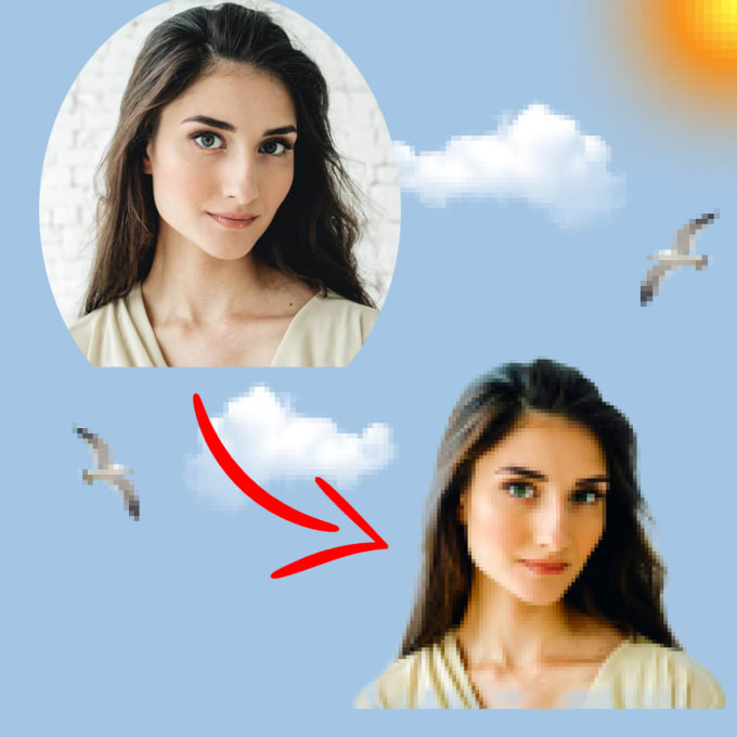 Turn Your Photos Into Detailed Pixel Art By Kylebarkle,Anime Base Female Happy