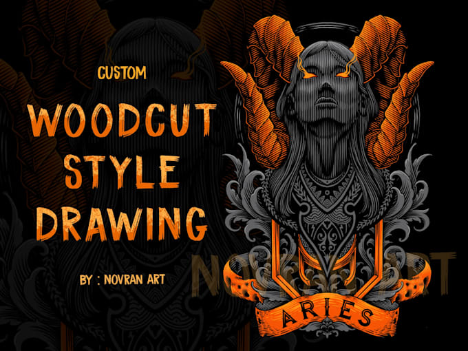 make hand drawn illustration with engraving or woodcut style
