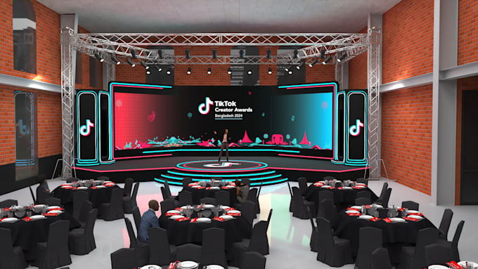 design professional 3d exhibition booth, event stage, virtual environment