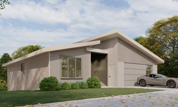 model and render 3d exterior house