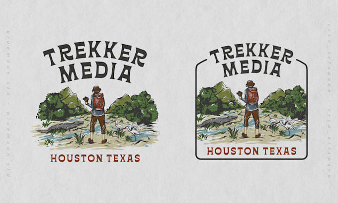 create outdoors vintage hand drawn illustration and  logo