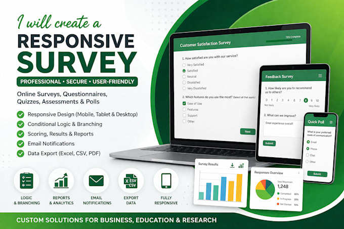 design and develop a responsive survey with advanced features