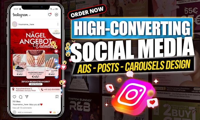 design high converting facebook ad creative and instagram post