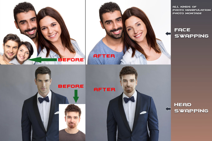 Do face swapping or head swapping professionally by Pathclipping | Fiverr