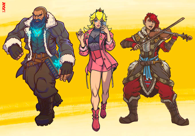 design character illustrations in anime and cartoon style