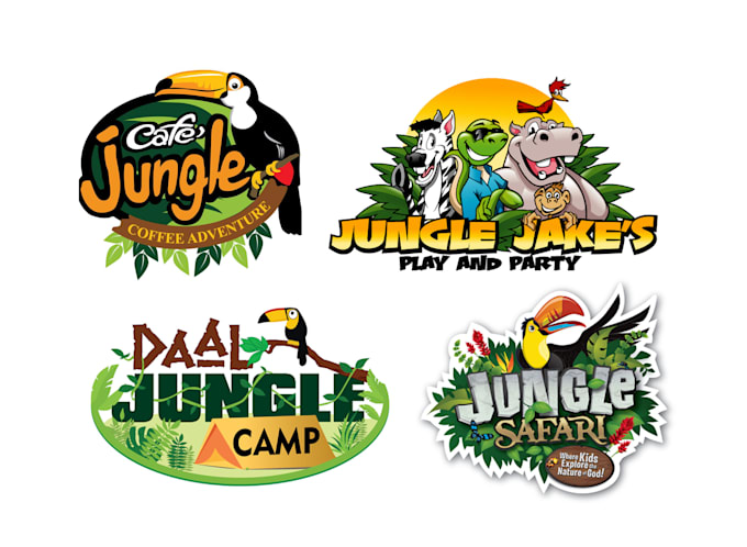 Jungle logo style tiger lion monkey zoo snake by Shaem0
