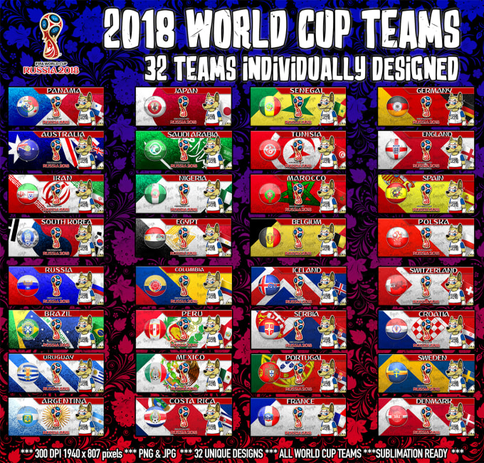 Do a 32 teams world cup sublimation design template for