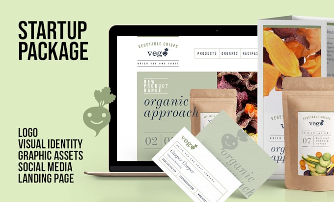 create logo and visual identity with landing page